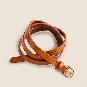 NEW J. CREW skinny pecan leather belt gold buckle in Spazzolato leather Large